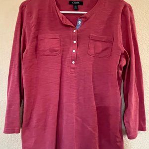 Chaps size Large, Coral w/light blue trim